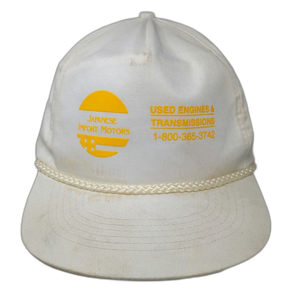 Trucker White One Size Hat Japanese Import Motors Automotive Rope Vintage